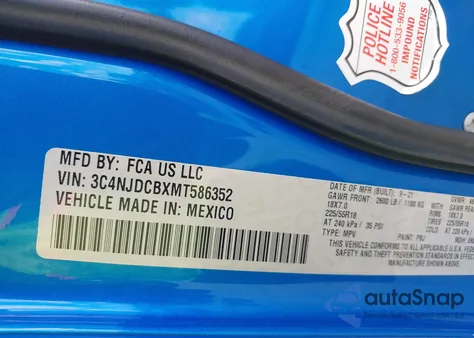 2021 Jeep Compass Limited 4X4 из США, поврежденный, VIN 3C4NJDCBXMT586352